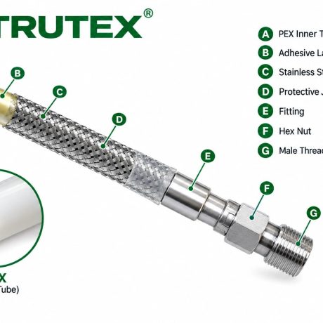 PEX hose with stainless steel braid DN12