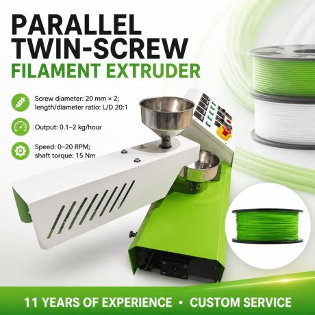 EXTRUTEX SG-20 Small Desktop Parallel Twin-Screw Extrusion Line for PP Recycling and 3D Printing Filament Production